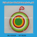 Colorful design ceramic hot pot mat with blue rope